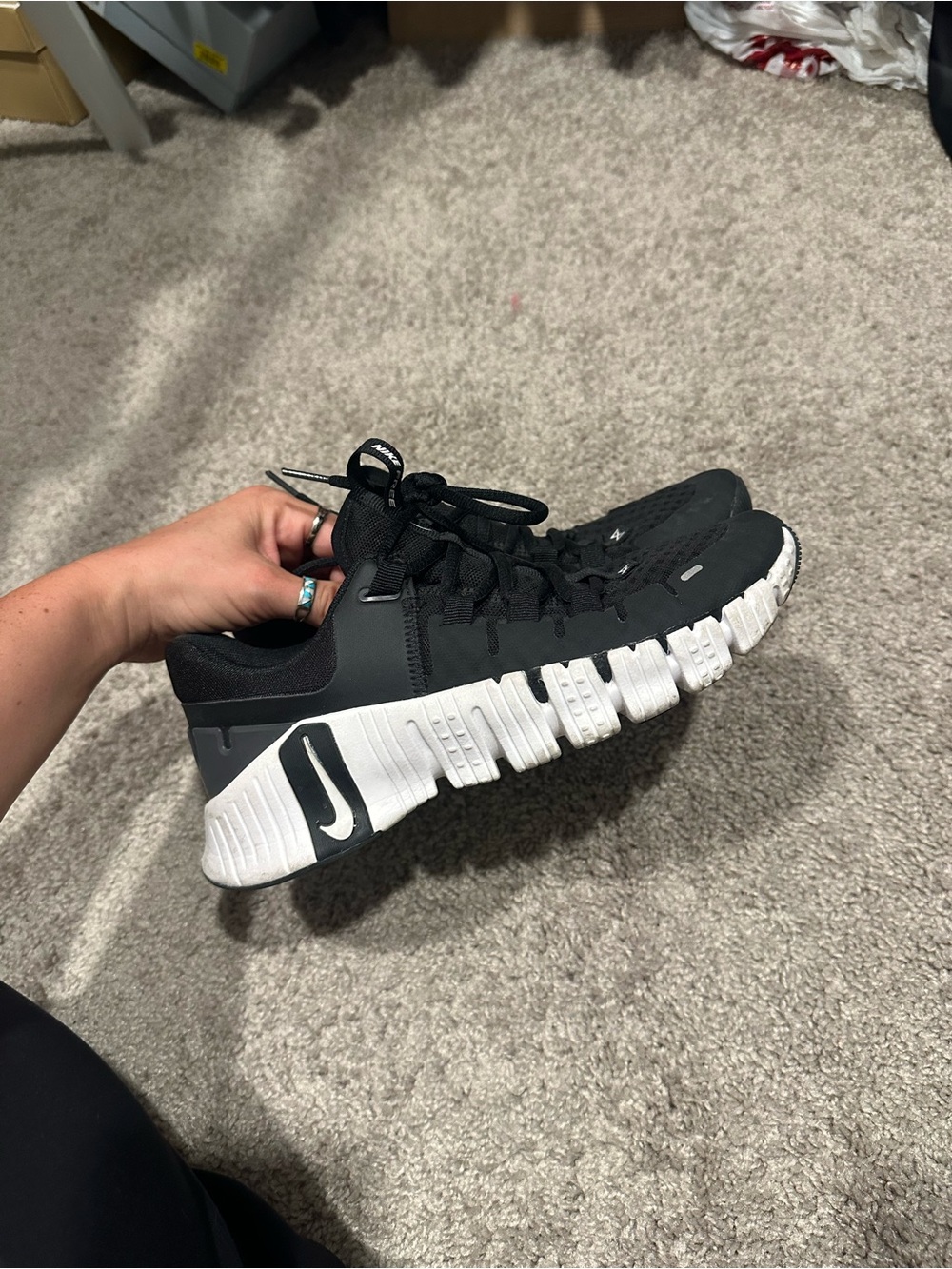 Nike Black and White Women's Flex-Style Sneakers
